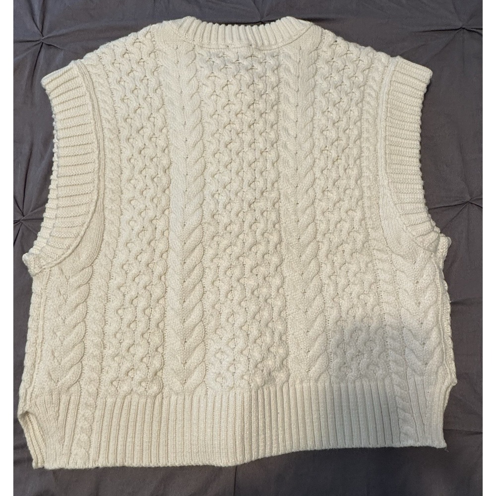 Lot Of 2 Talbots Cable Knit Sweater Vest Cream LP New With Tag & Loft Burgundy L - Picture 9 of 14